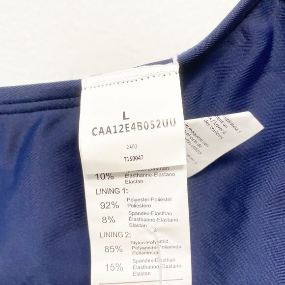 Cupshe Womens Navy Blue One Shoulder Tummy Control Mesh One Piece Swimsuit Large - Picture 5 of 6